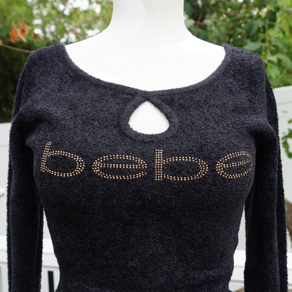 Y2K bebe Black fitted Fleece Sweater - Picture 5 of 5
